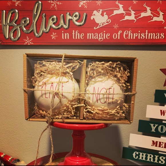 Rae Dunn Christmas “PEACE and NOEL”Ornaments - Picture 1 of 4